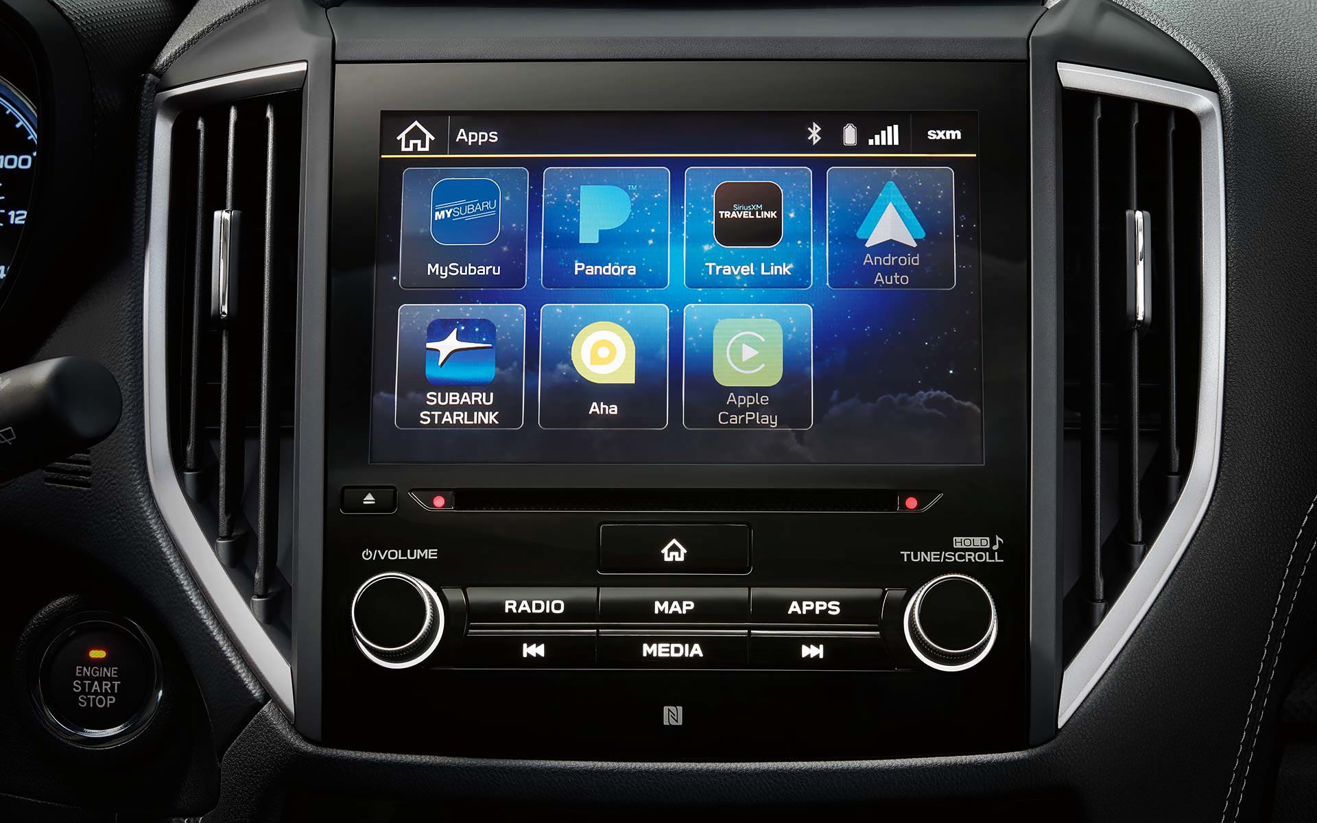 A close-up of the SUBARU STARLINK Multimedia touchscreen on the 2022 Forester. | Dyer Subaru in Vero Beach FL