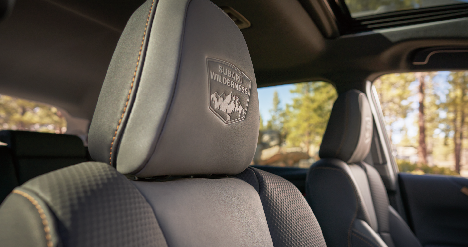 A close-up of the StarTex® water-repellent upholstery on the 2023 Outback Wilderness. | Dyer Subaru in Vero Beach FL