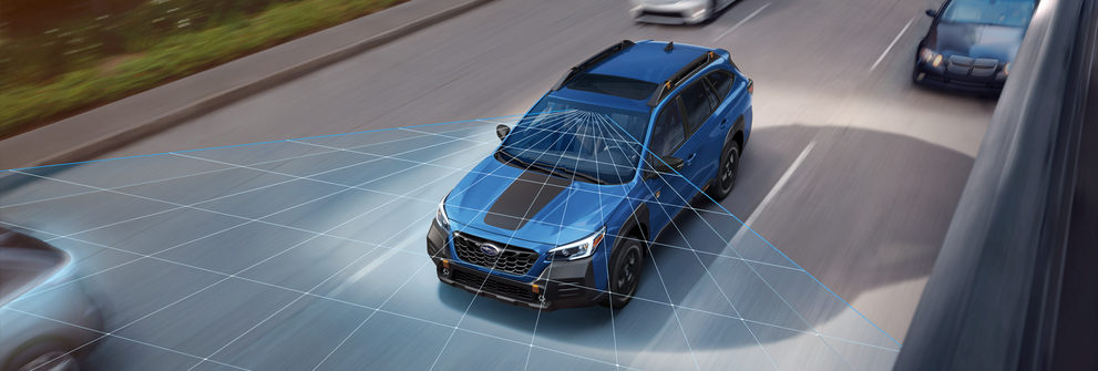 A photo illustration of the EyeSight Driver Assist Technology on the 2023 Outback Wilderness. | Dyer Subaru in Vero Beach FL