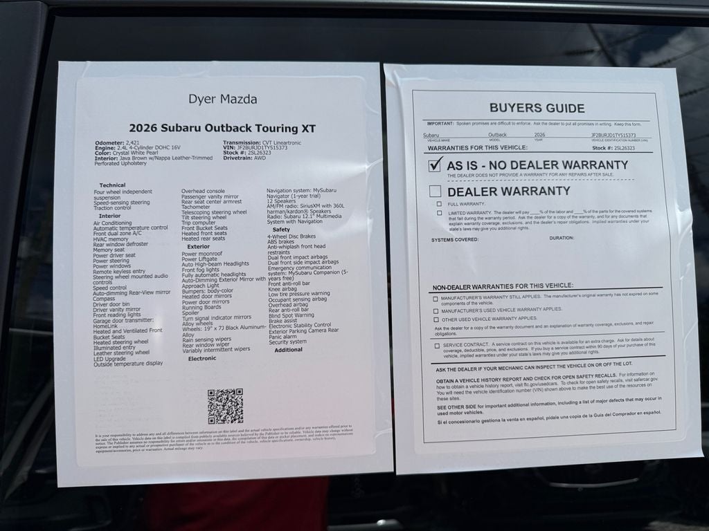 2026 Subaru Outback Touring XT