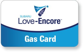 Subaru Love Encore gas card image with Subaru Love-Encore logo. | Dyer Subaru in Vero Beach FL