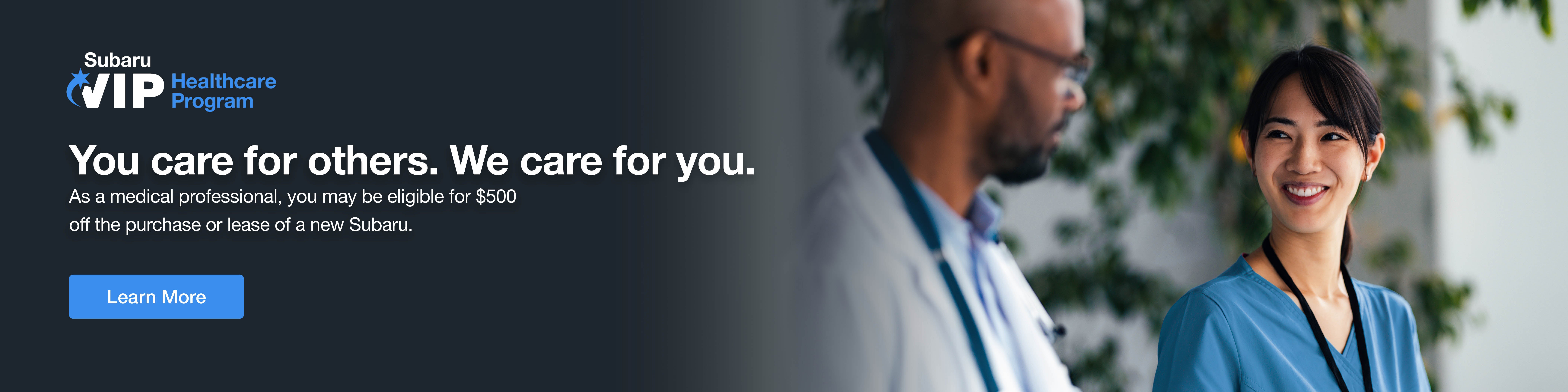 Subaru Healthcare Program. Two medical professionals talking