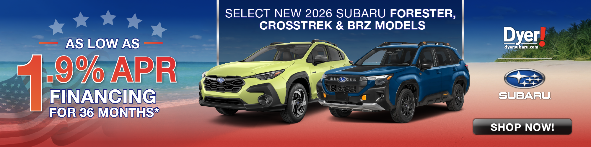 Select New 2026 Subaru Forester, Crosstrek & BRZ Models